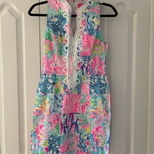Lilly Pulitzer Tropical Print Dress with White Accents